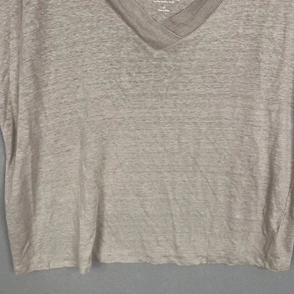 Soft Surroundings Shirt Womens 2X Beige Linen Slub Top Minimal Luxury Resort - Picture 3 of 12